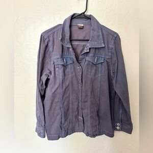 Vintage Tudor Court Gray Blue Button Down Front Pocket Jacket